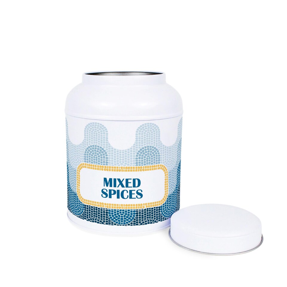 image 1 of Mosaic Waves Mixed Spices Canister - Small Domed Lid Kitchen Storage Jar