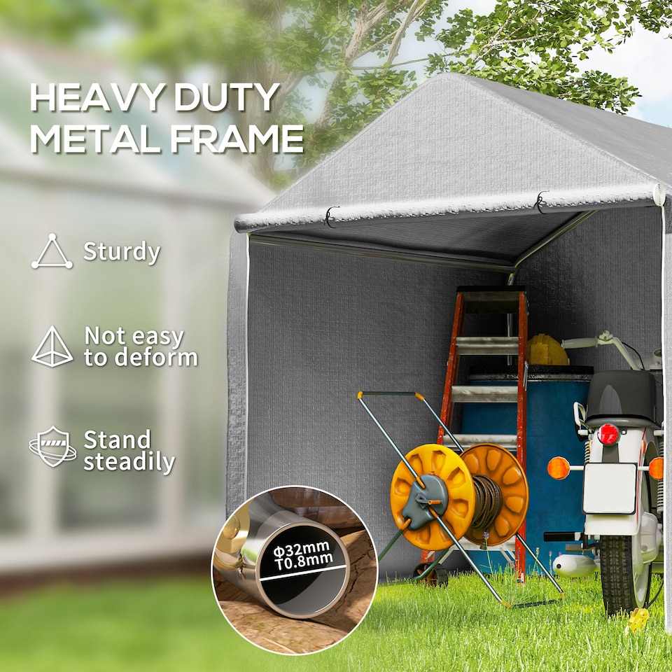 image 1 of Outsunny 6.5' x 6.5' x 6.5' Temporary Garden Shed Storage Tent, Grey | Grey | 1