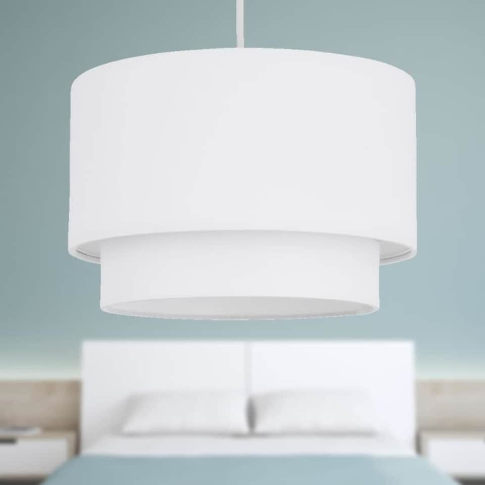 image 1 of White 2 Tier Ceiling Light Shade | White | Medium | 1