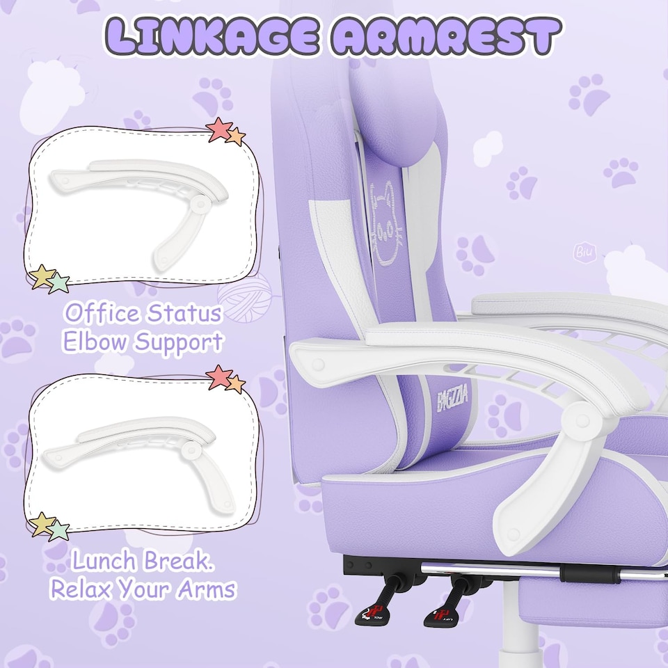 image 1 of Rattantree Ergonomic Gaming Chair with Massage Support & Footrest