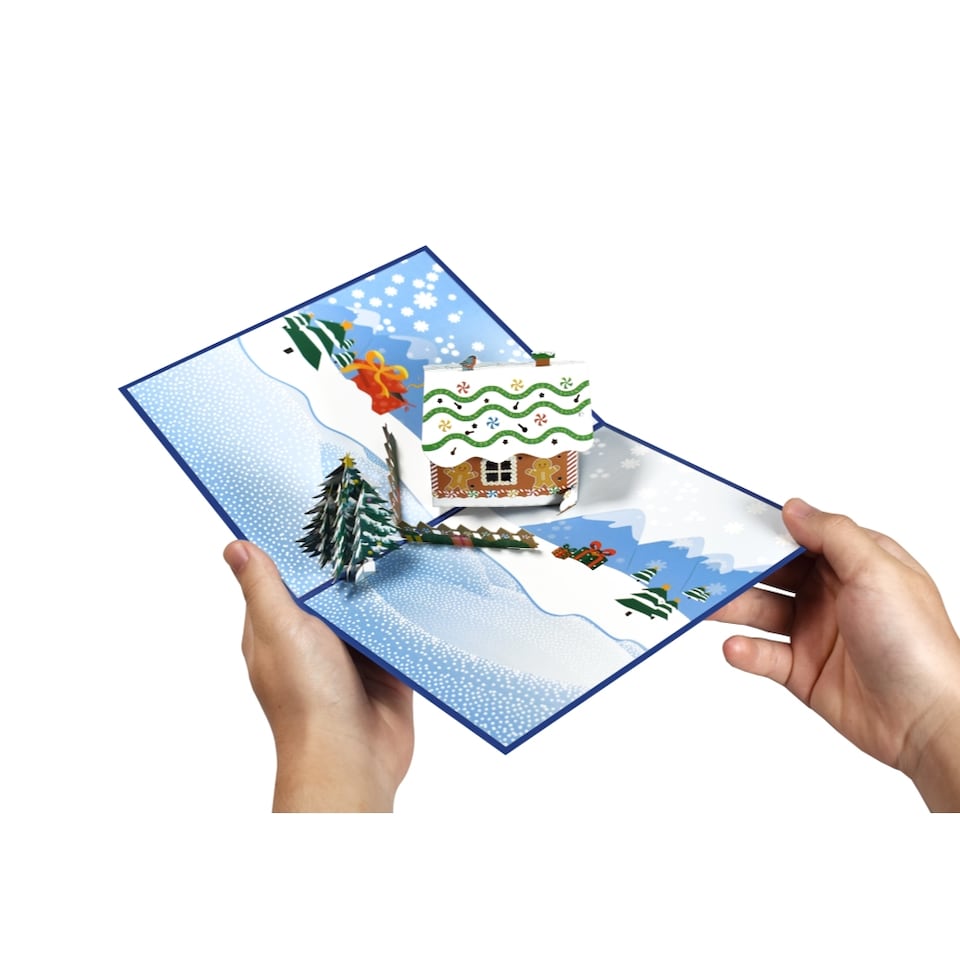 image 1 of Gingerbread Houses with Snowy Scene 3D Pop Up Christmas Card
