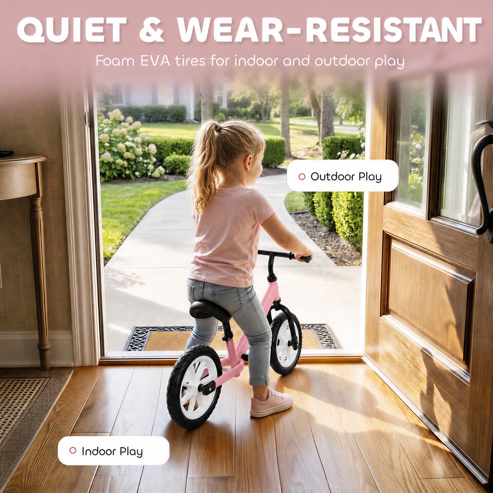 image 1 of AIYAPLAY 11.2" Balance Bike with Lighting Wheels for 2-5 Years, Pink