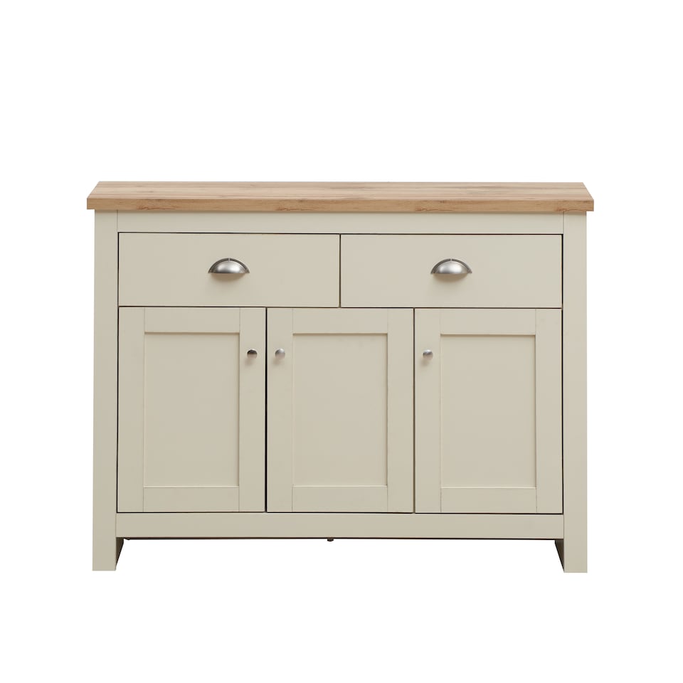 image 1 of Lisbon Sideboard 3 Doors 2 Drawers Buffet Storage Cabinet Cupboard Cream