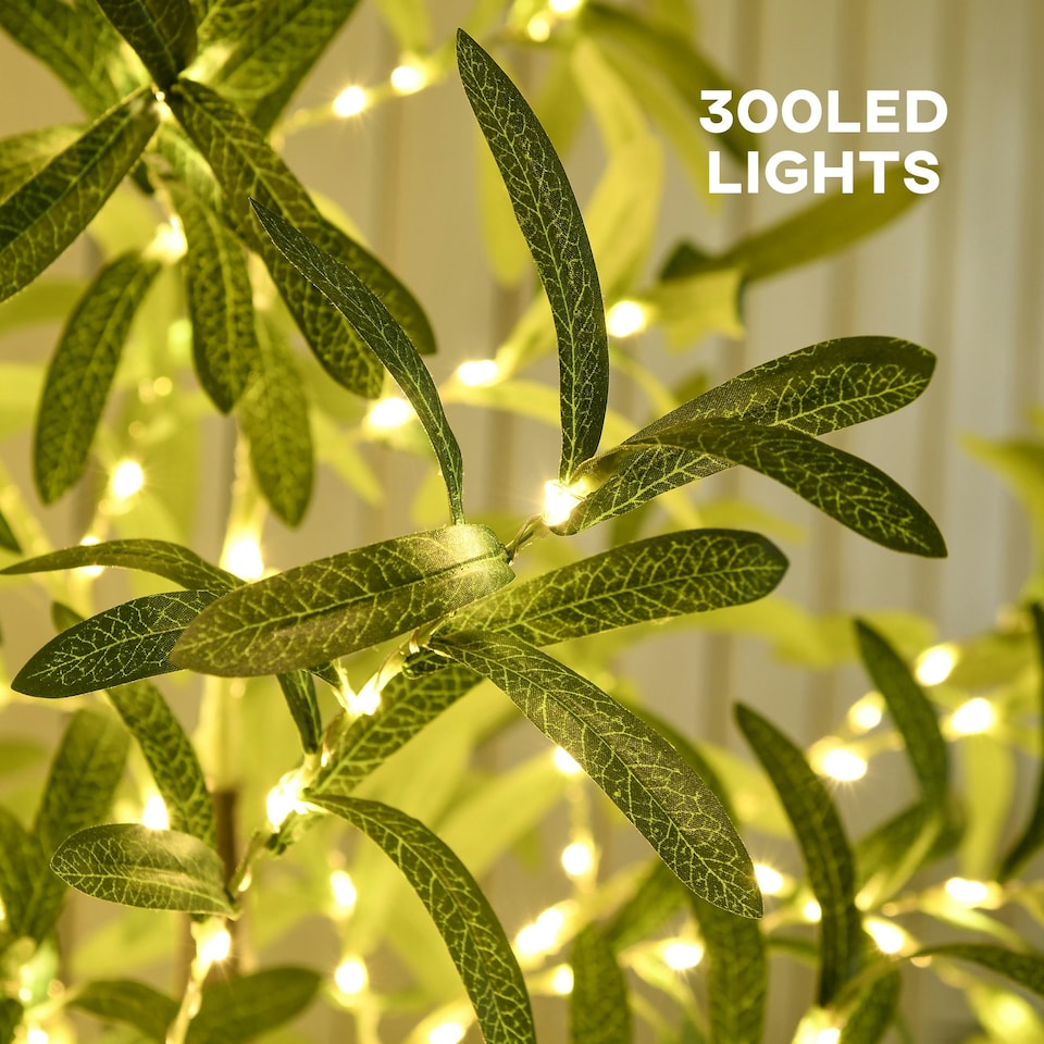 image 1 of HOMCOM 180cm Olive Tree Light w/ 300 Warm White LED Lights Artificial Tree