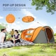 image 3 of Outsunny Camping Tent Dome Pop-up Tent  with Windows for 4-5 Person Dark Green