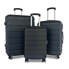 Oypla 20", 24", 28" 3pc Hard Shell ABS Luggage Suitcase Set with TSA Lock and 4 Spinner Wheels Black