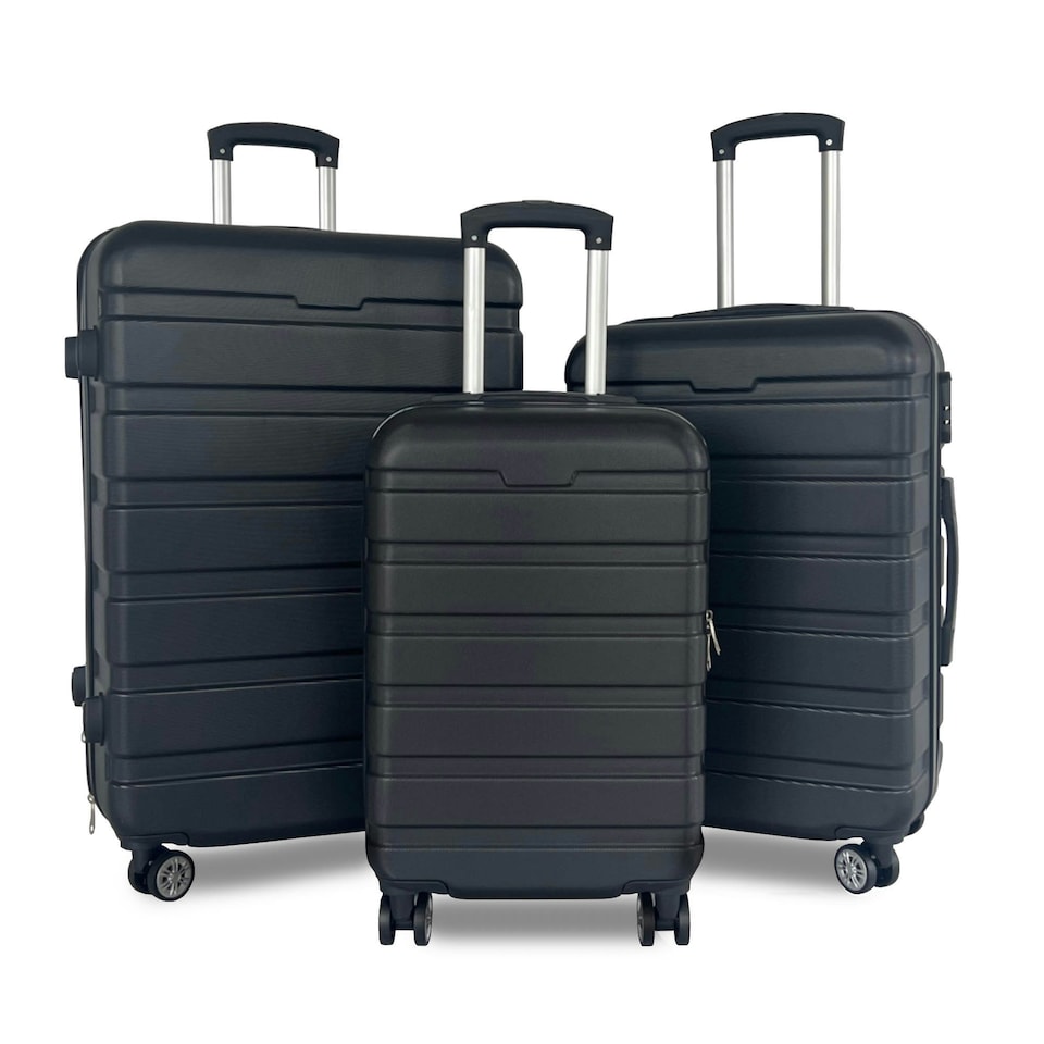 image 1 of Oypla 20", 24", 28" 3pc Hard Shell ABS Luggage Suitcase Set with TSA Lock and 4 Spinner Wheels Black