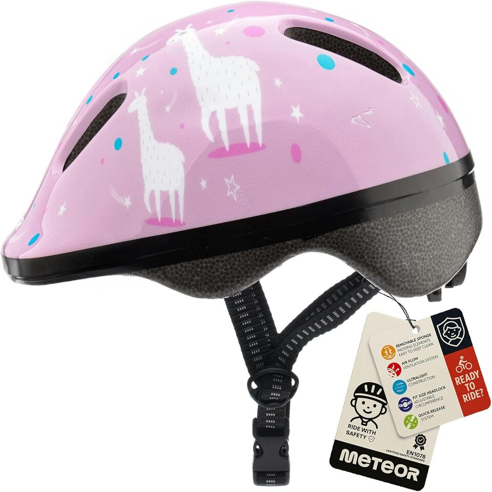 image 1 of Helmet for Kids Toddlers – Lightweight Adjustable Bike Helmet for Boys & Girls – Safety Crash Protection for Cycling, Scooter, Skateboard – MV62 Pink | Lama | XS