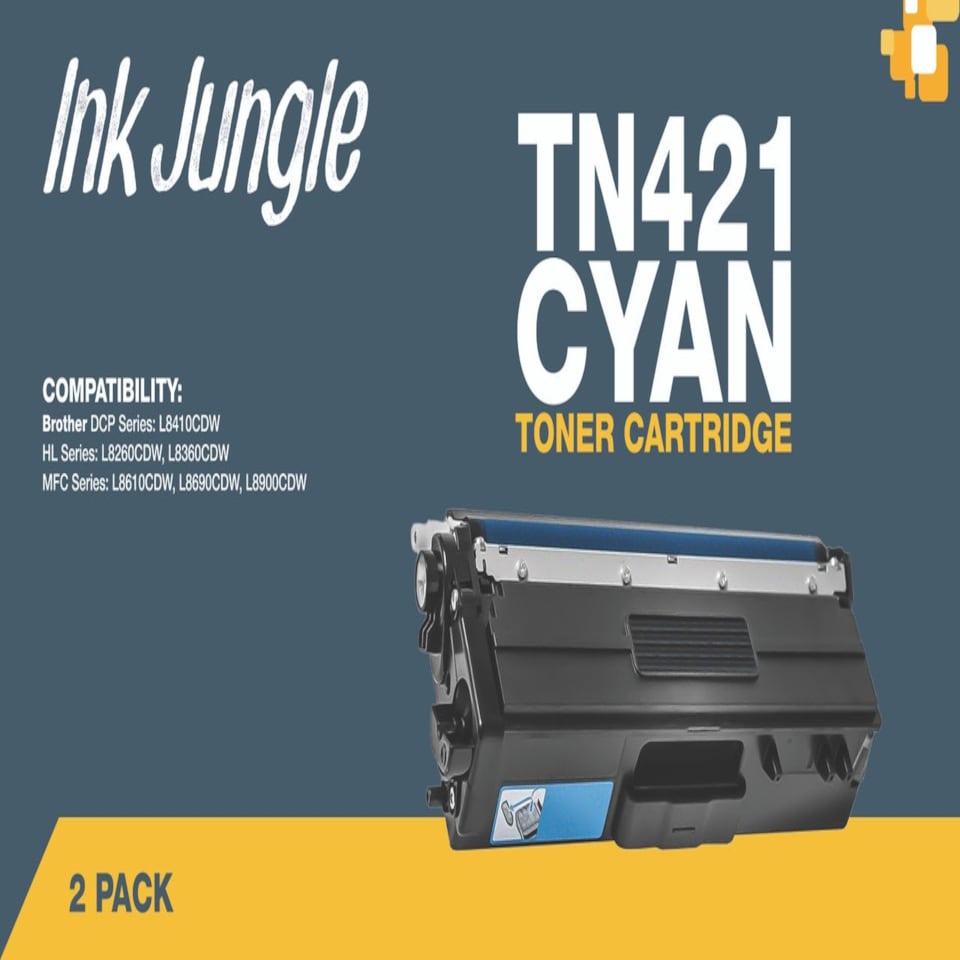 image 1 of 2x Compatible Brother TN421 Cyan Toner Cartridges