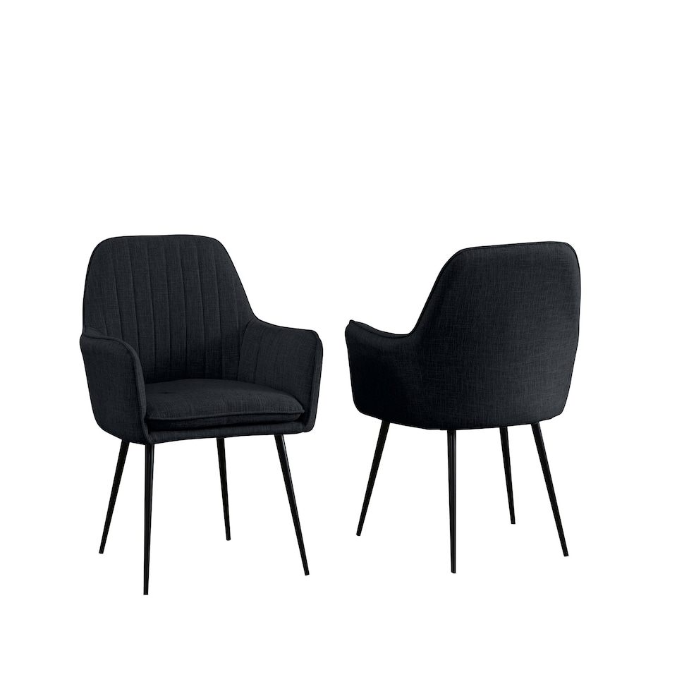 image 1 of Set of 2 Carrara Fabric Dining Chairs - Black