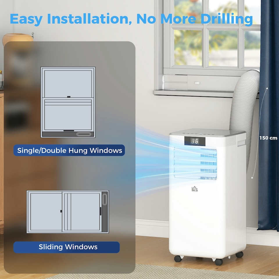 image 1 of HOMCOM 7000 BTU Mobile Air Conditioner Indoor Portable AC Unit, White