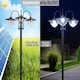 image 5 of Outsunny 3-head LED Solar Light Lamp Street Light Post with Planter Base, Black | Black | Black | 60L x 55W x 189H cm