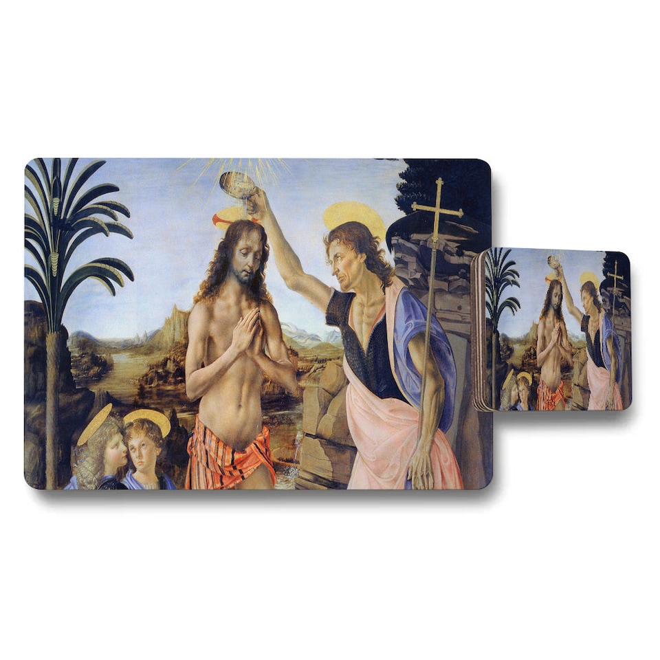 image 1 of Baptism Of Christ Placemat And Coaster Set With Classic Art Print