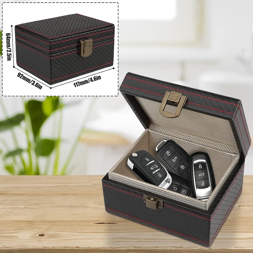 image 1 of DYZI RFID Faraday Box with 2 Signal Blocking Pouches for Car Keys Black