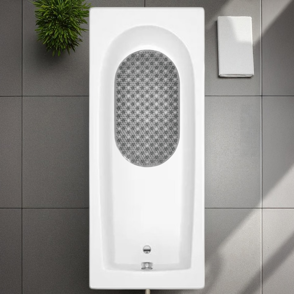 image 1 of Showerdrape Cleo Grey Anti Slip Bath Mat 69cm x 39cm | Grey | 1