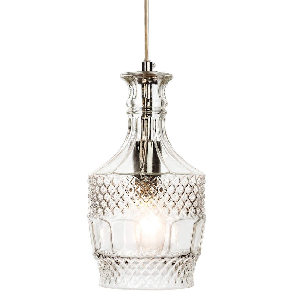 Decanter 1 Light Ceiling Pendant Chrome, Clear Decorative Glass, E14