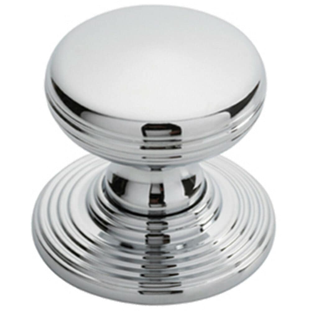 Loops Smooth Ringed Cupboard Door Knob 28mm Dia Polished Chrome Cabinet Handle