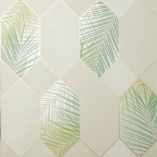 Fine Decor Miami Geometric Leaf Wallpaper - Natural/Green - One Size | Cream