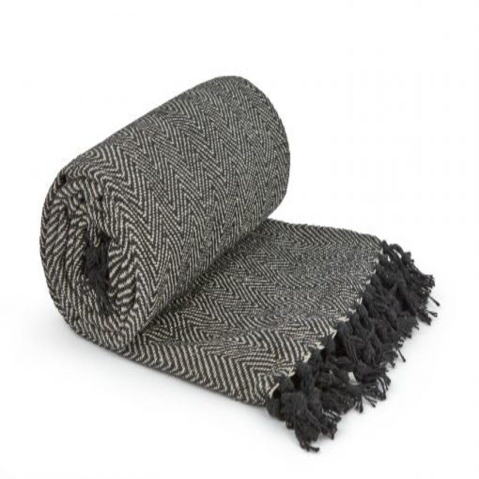 image 1 of Hartley Collection Recycled Cotton Throw in Black (90" x 100")
