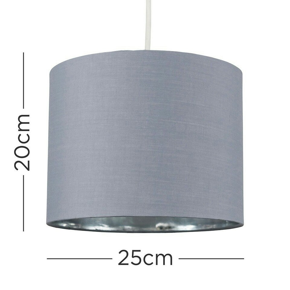 image 1 of ValueLights Reni Small Grey And Chrome Ceiling Pendant Shade