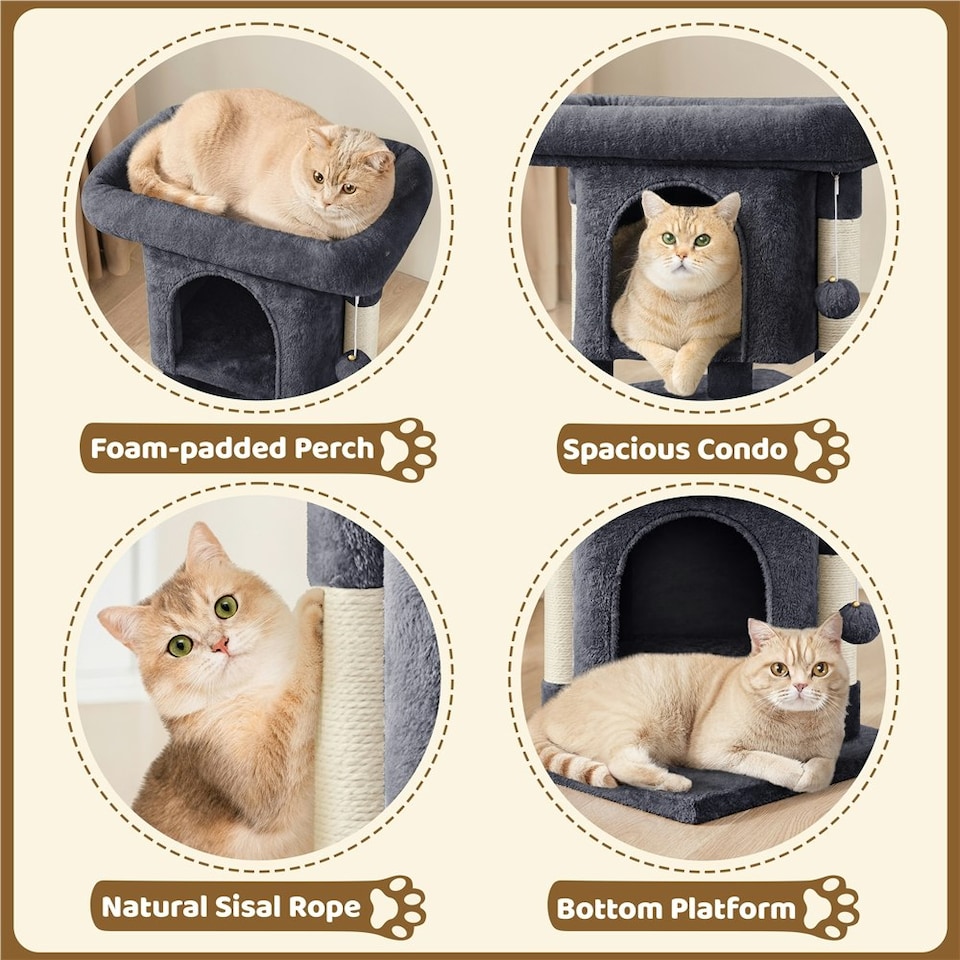 image 1 of Yaheetech 50 cm 2-Level Cat Tree with Condo Dark Grey