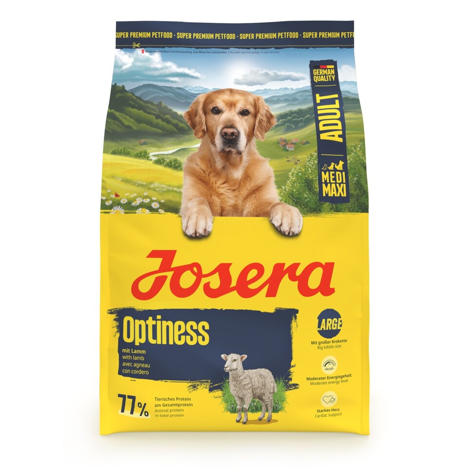 image 1 of Josera Adult Optiness complete dog food | With Chicken & Lamb | Medium & large breeds | Cardiac support | Joint support | Green-Lipped Mussel Meat | 3kg