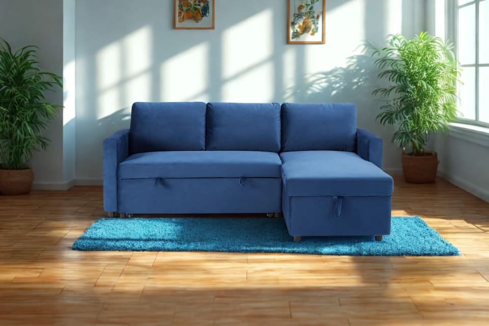 image 1 of The Tranquilo 3 Seater Sofa Bed in Black or Navy | Blue | One Size