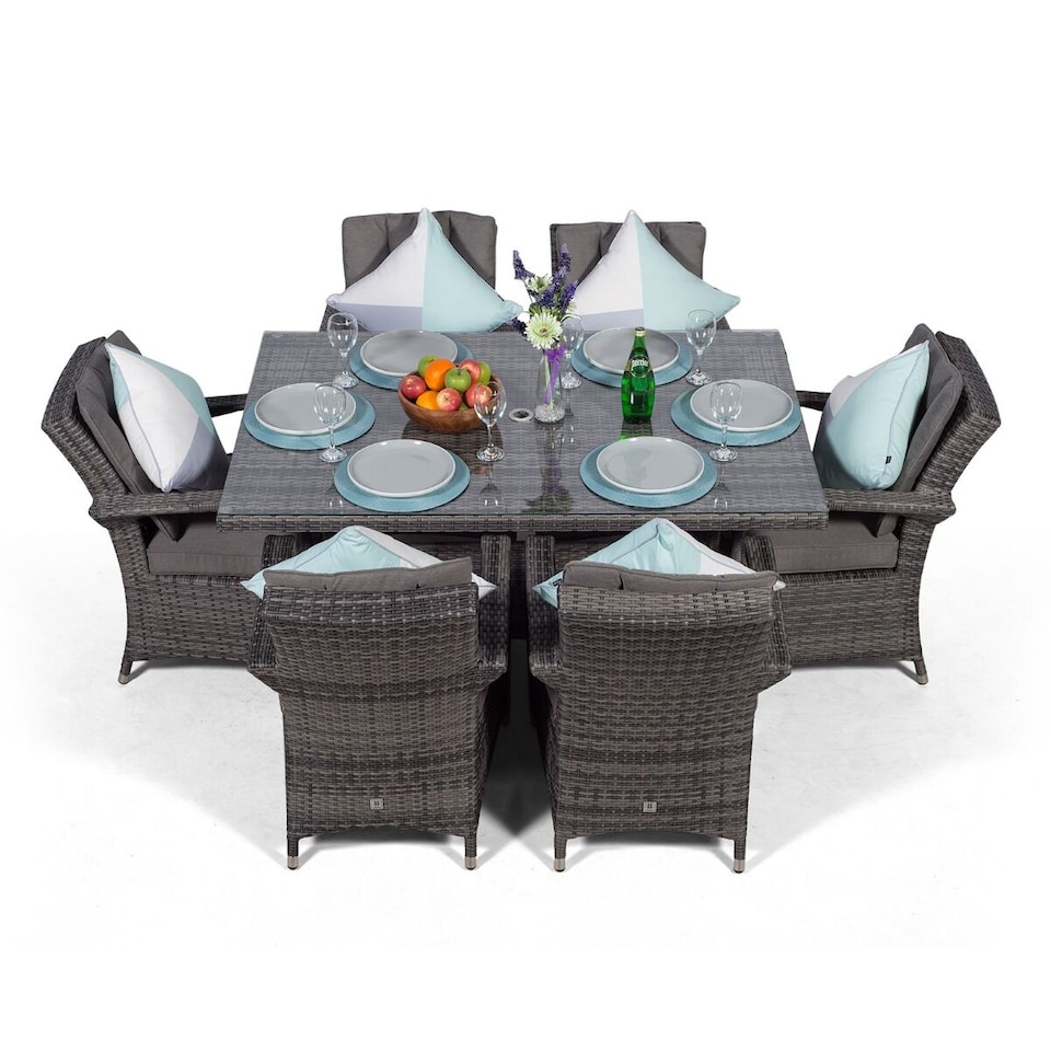 image 1 of Arizona Rectangular 6 Seater Rattan Patio Dining Set | Grey | Grey