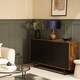 image 5 of ValueLights Bailey Polished Gold Table Lamp with Medium Blue Shade | Gold