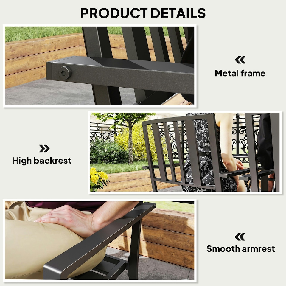 image 1 of Outsunny 4 PCs Stackable Outdoor Garden Chairs with Metal Slatted Design, Black