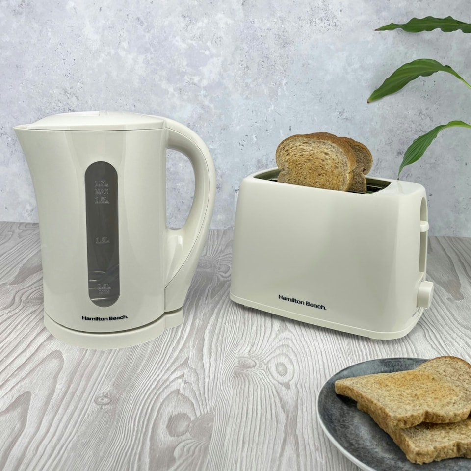 image 1 of Hamilton Beach 1.7L Kettle & 2 Slot Toaster Set - Cream