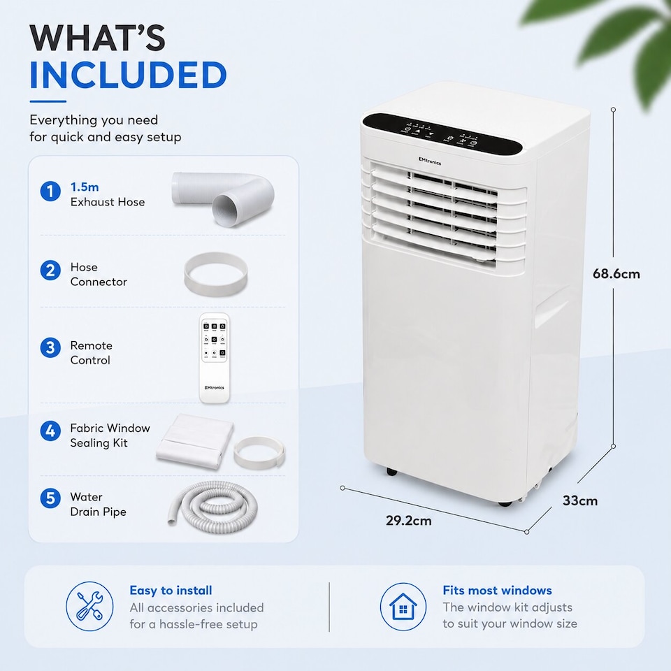 image 1 of EMtronics 7K BTU Air Conditioner with Fan and Dehumidifier - White