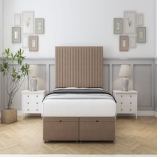 Sloomy Manhattan Mink Plush Ottoman Bed With Mattress With 26" Strutted Headboard 4'6 Double