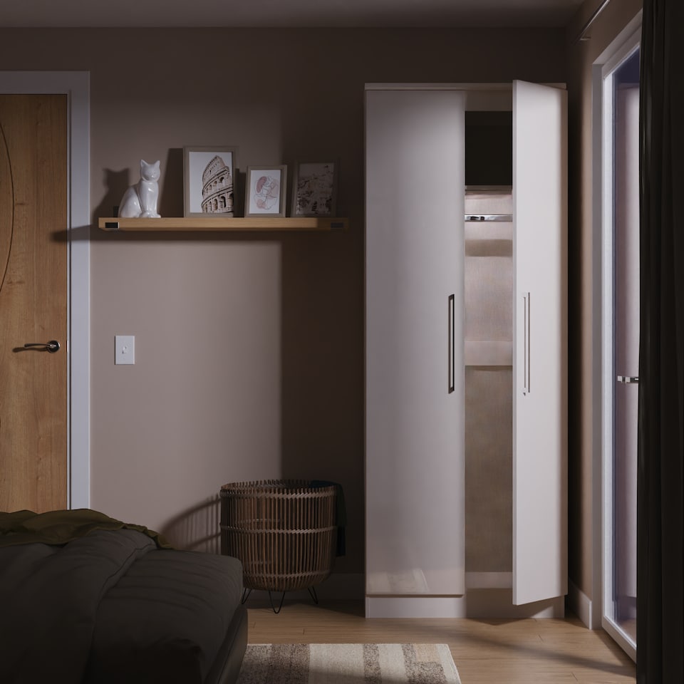 image 1 of Lyon Tall Double Wardrobe in Kashmir Gloss & Kashmir (Ready Assembled) | Cream | Kashmir Gloss & Kashmir