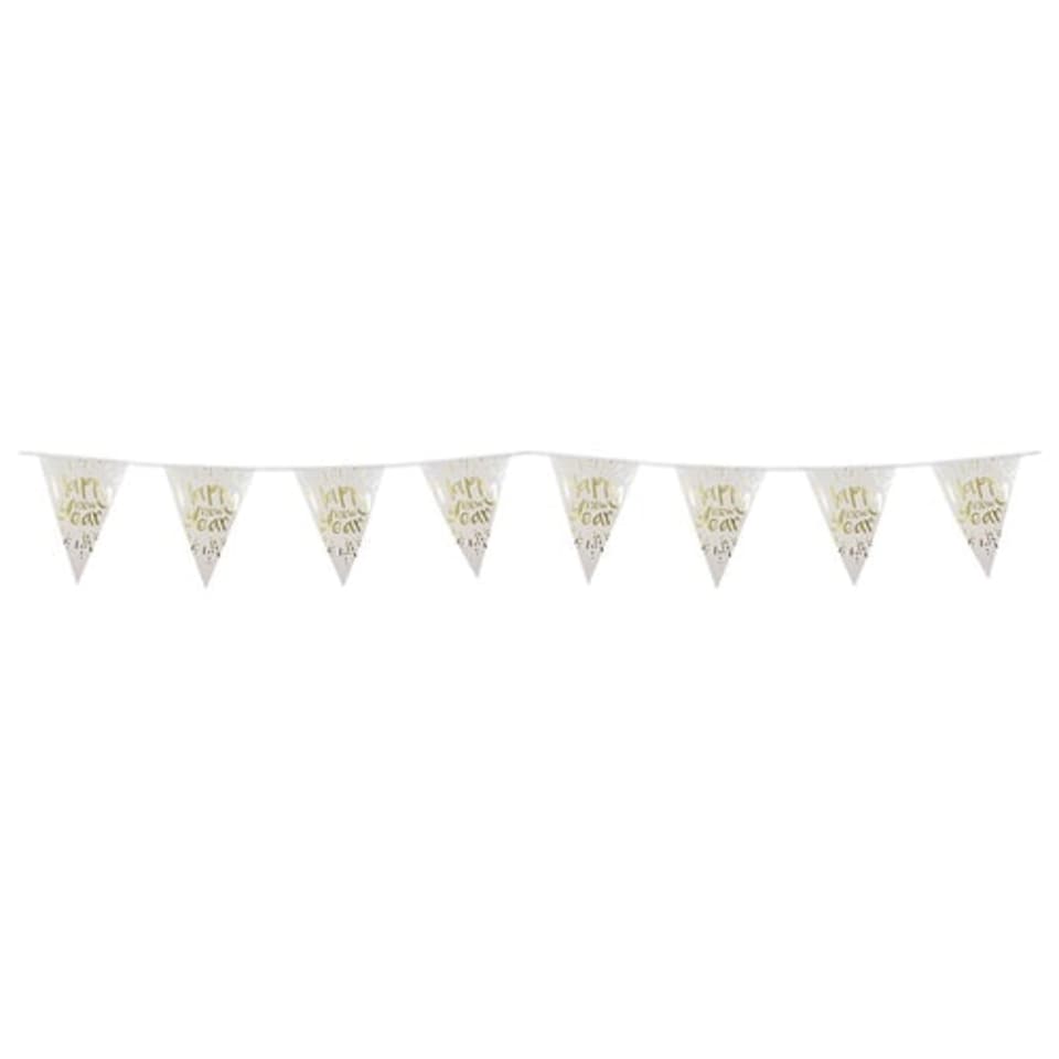 Happy New Year Gold Foiled Plastic Pennant Bunting 4m