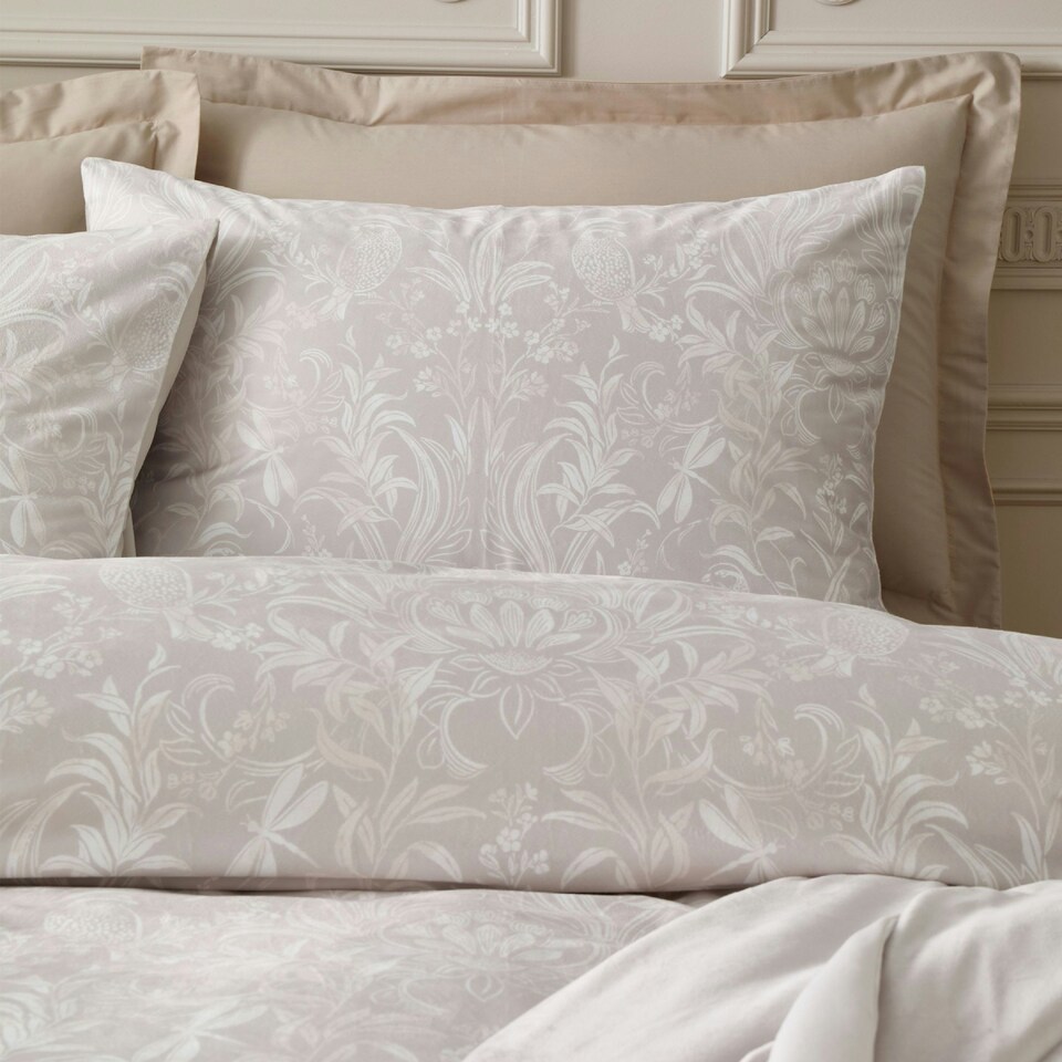 image 1 of Bridgerton By Catherine Lansfield Regal Birds Soft Velvet Duvet Cover Set Natural Cream | Natural | Single