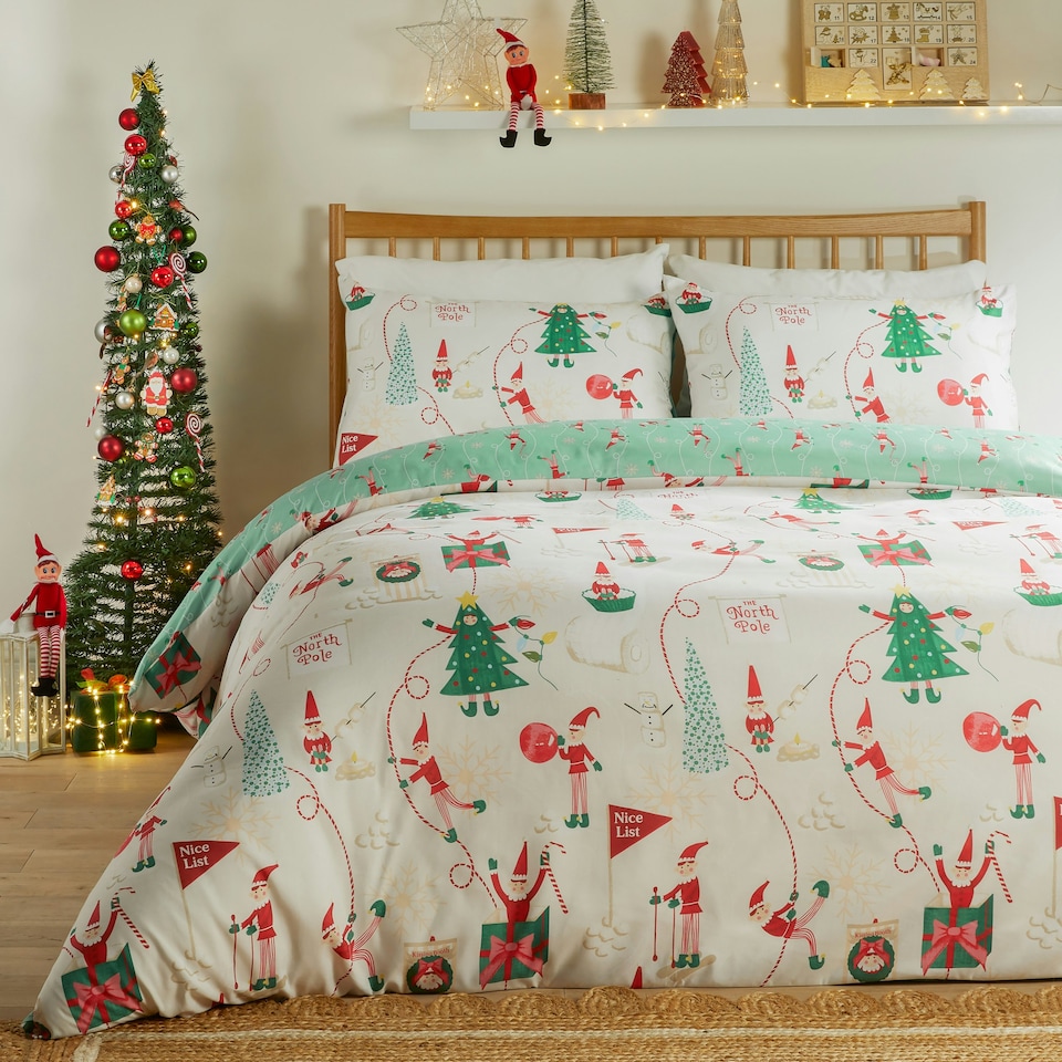 image 1 of Duvet Day Elfie Printed Soft Touch Double Duvet Set | Cream | Single | 1