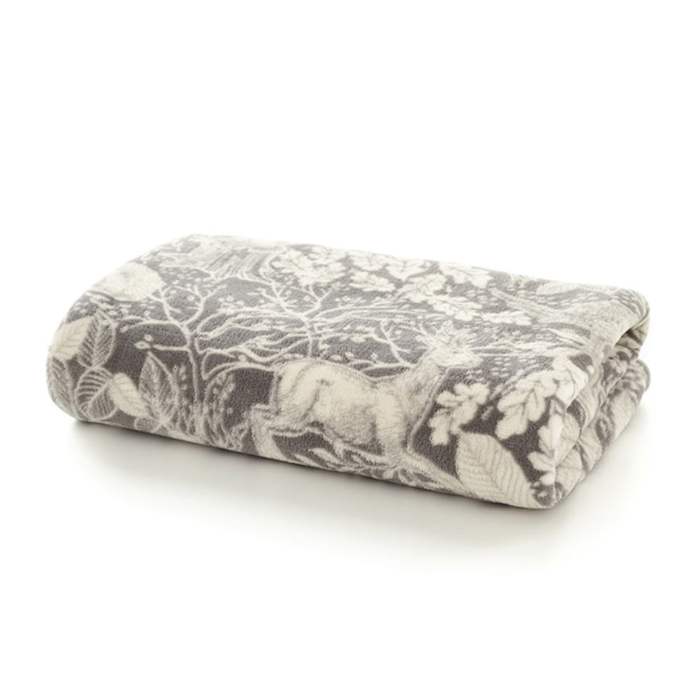 image 1 of Winter Forest Printed Coral Fleece Throw