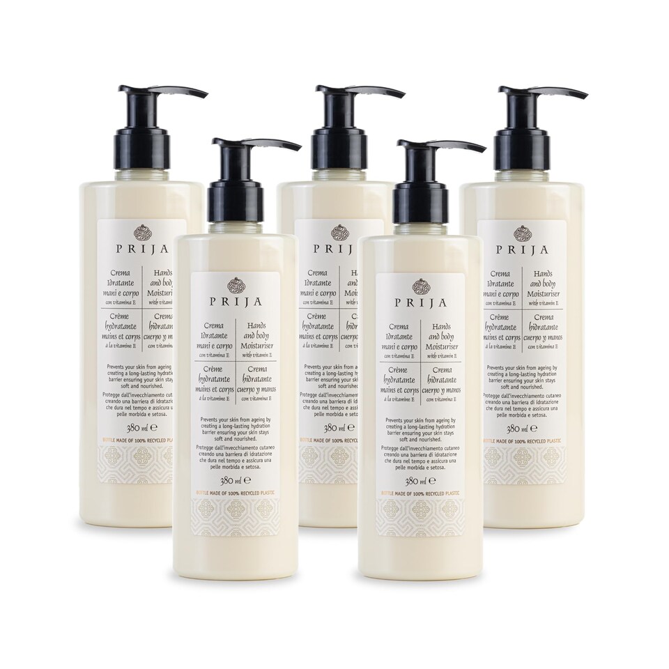 image 1 of Prija Hands and Body Moisturiser Hydrates and Protects the Skin with Vitamin E, Helps Protect Skin from Ageing by Creating Long Lasting Hidration 5 x 380ml
