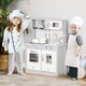 image 1 of HOMCOM Kids Wooden Toy Kitchen Pretend Play Cooking Playset with Sound & Light Effect, Battery Operated Cooktop, Ice Machine, Marble Pattern Countertop, for 3-6 Years Old