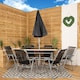 image 4 of 6 Person Garden Furniture Patio Set Table, 6 Chairs & Parasol with Black Glass