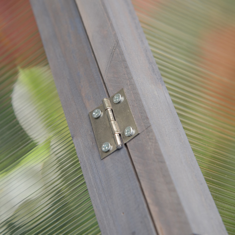 image 1 of Outsunny Wooden Cold Frame Greenhouse Garden Polycarbonate Grow House, Grey