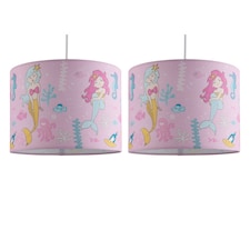 Set of 2 Mermaid - Pink 25cm Easy Fit Pendant Fabric Shades