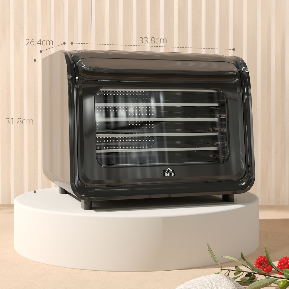 image 1 of HOMCOM Digital Food Dehydrator with 6 Stainless Steel Tray, 350W Food Dryer Machine with LED Touch Panel, Adjustable Temperature, 48H Timer for Drying Fruit, Meat, Vegetable, Jerky, Pet Treat, Black