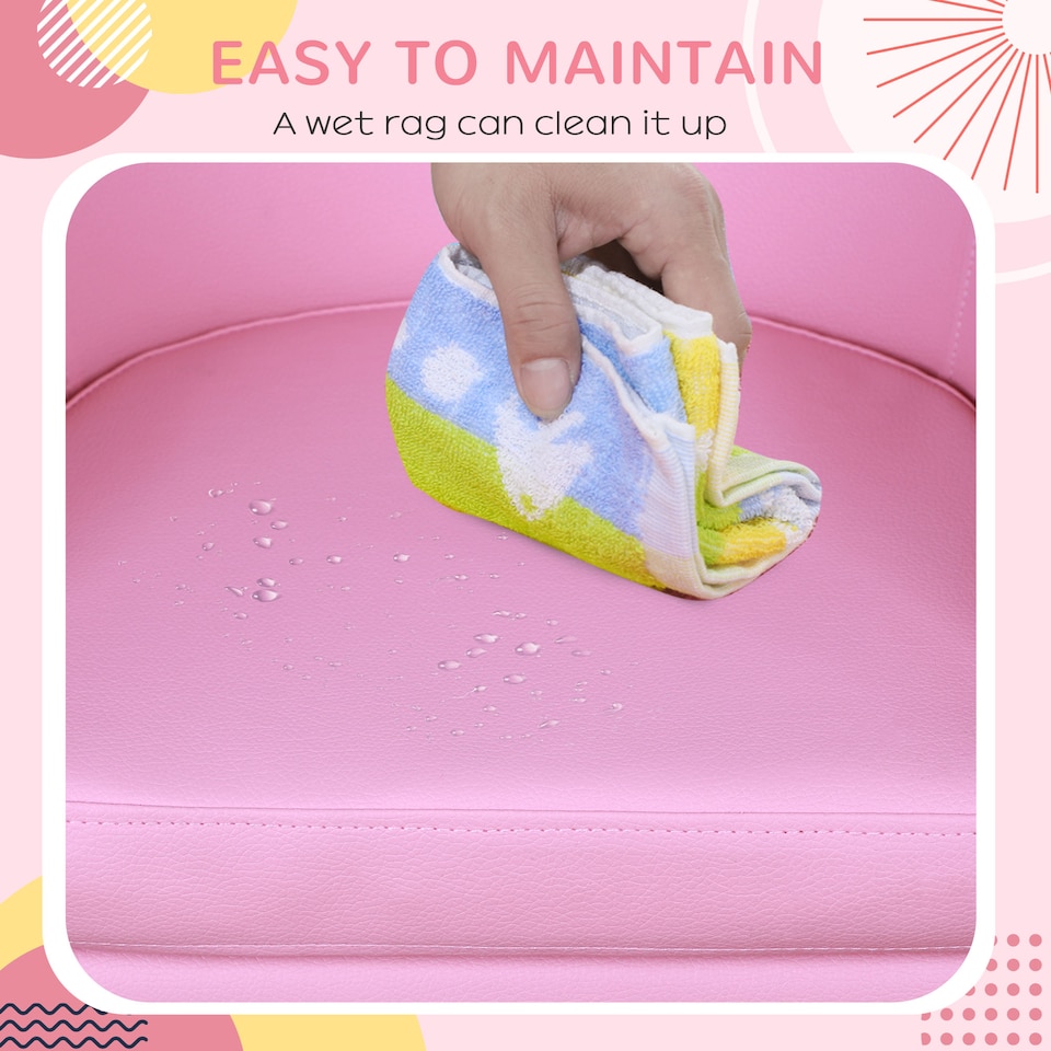 image 1 of HOMCOM Kids Sofa Set Children Armchair Toddler Chair Padding with Footstool | Pink | One Size