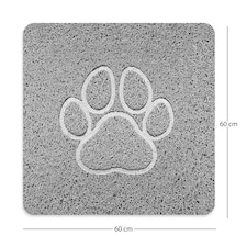 Embossed Spaghetti Loofah Anti Slip Shower Mat - Paw Grey | Square 60x60cm