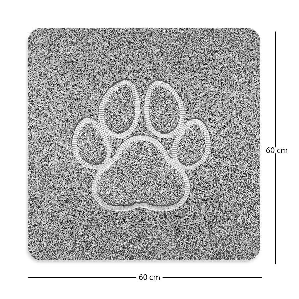 image 1 of Embossed Spaghetti Loofah Anti Slip Shower Mat - Paw Grey | Square 60x60cm