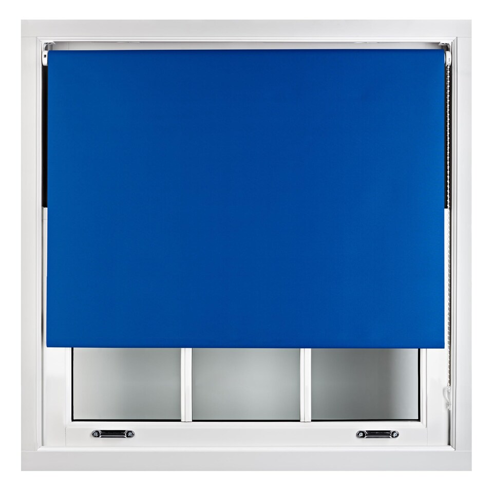 image 1 of FURNISHED Roller Blind Blackout Easy Fit Trimmable Insulated UV Protection with Metal Fittings | Blue | Blue
