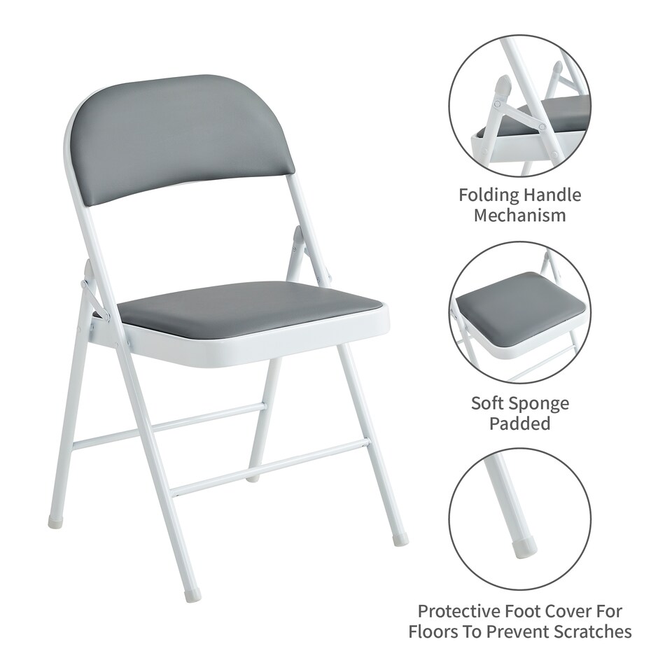 image 1 of MCC Direct Set of 6 Folding Metal Dining Chairs Kitchen Padded Seats