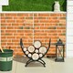 image 6 of Outsunny Iron Folding Arced Firewood Log Holder Leaf Scroll Panel Indoor Outdoor